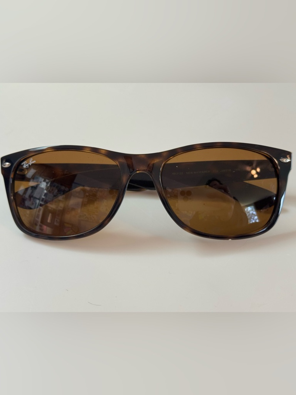 Ray-Ban New Wayfarer Sunglasses RB2132 Tortoise Brown 58mm – Made in Italy - Picture 4 of 7
